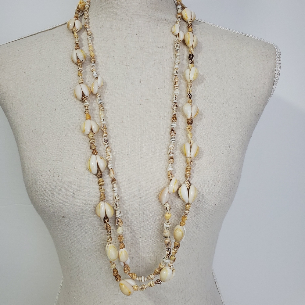 Set of 2 Bohemian Sheel long necklaces beach Cruise wear 36 " *